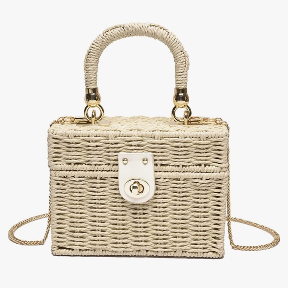 Handbags - Chic Woven Cream Crossbody Bag